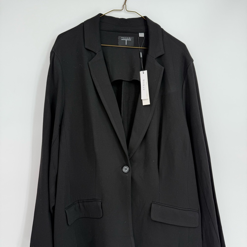 Tahari NWT Blazer 2X Knit Black Jacket Stretch Career Capsule Wardrobe Classic - Picture 4 of 11